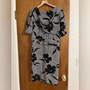 Vintage Black and White Floral Dress